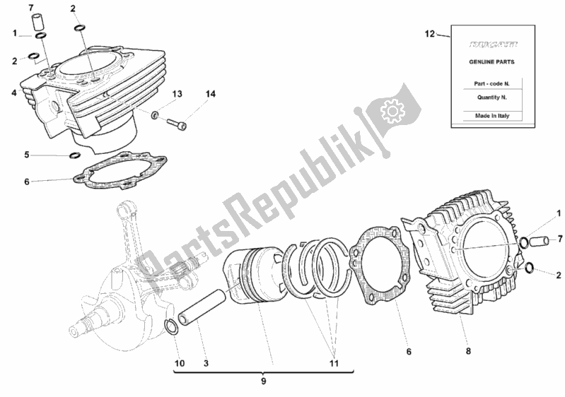 All parts for the Cylinder - Piston of the Ducati Monster 900 City 1999